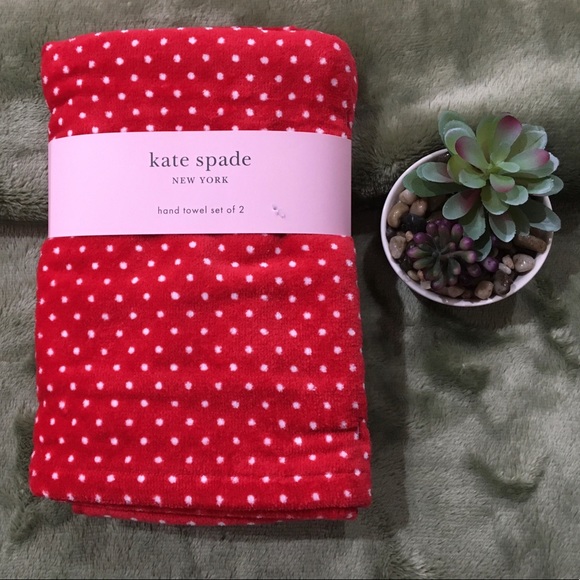 kate spade Bath Nwt Kate Spade Red White Polka Dots Set Of 2 Hand